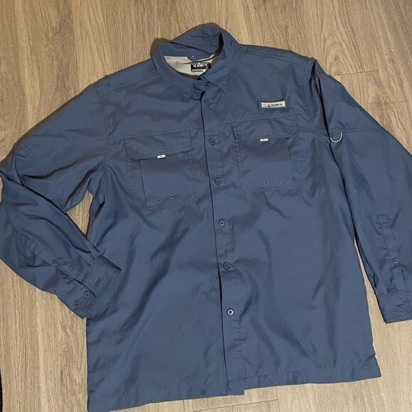 Habit Moonlight Blue Belcoast Long Sleeve River Guide Fishing Shirt Size Large - Picture 4 of 5